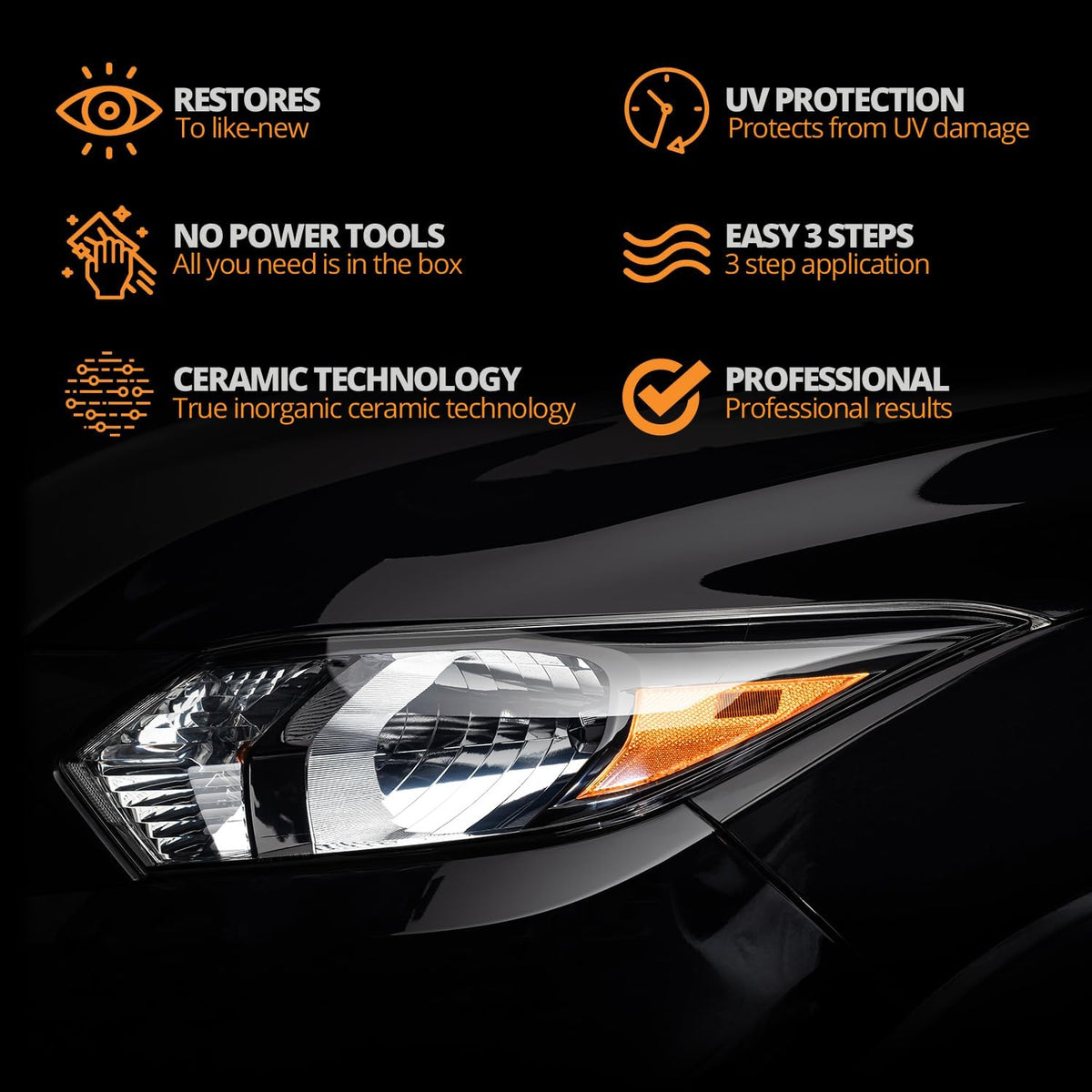 CERAKOTEå¨ Ceramic Headlight Restoration Kit ‰ÛÒ Guaranteed To Last As Long As You Own Your Vehicle ‰ÛÒ Brings Headlights Back to Like New Condition - No Power Tools Required - 10 Wipe Kit