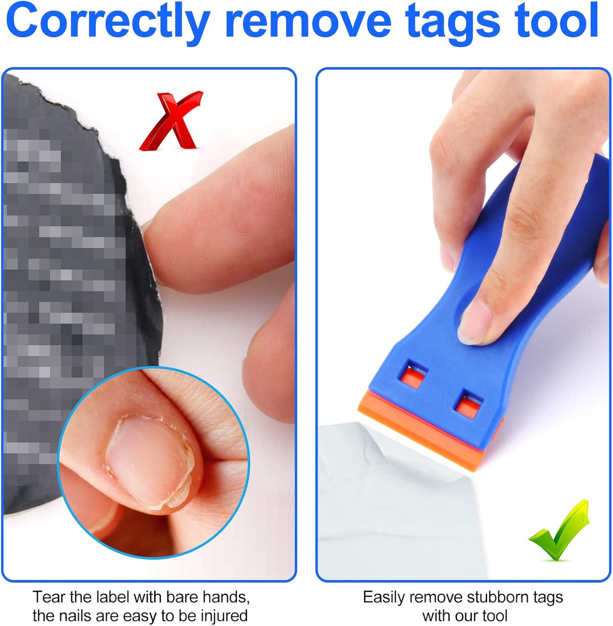 4 Pcs Plastic Razor Blade Scraper and 100 Pcs Blades, Remove Label Decal Tool•?Î Forwithout Scratches Plastic Razor Blade Scraper, Adhesive Remover for Stickers, Gaskets and Paints on Window Car Glass