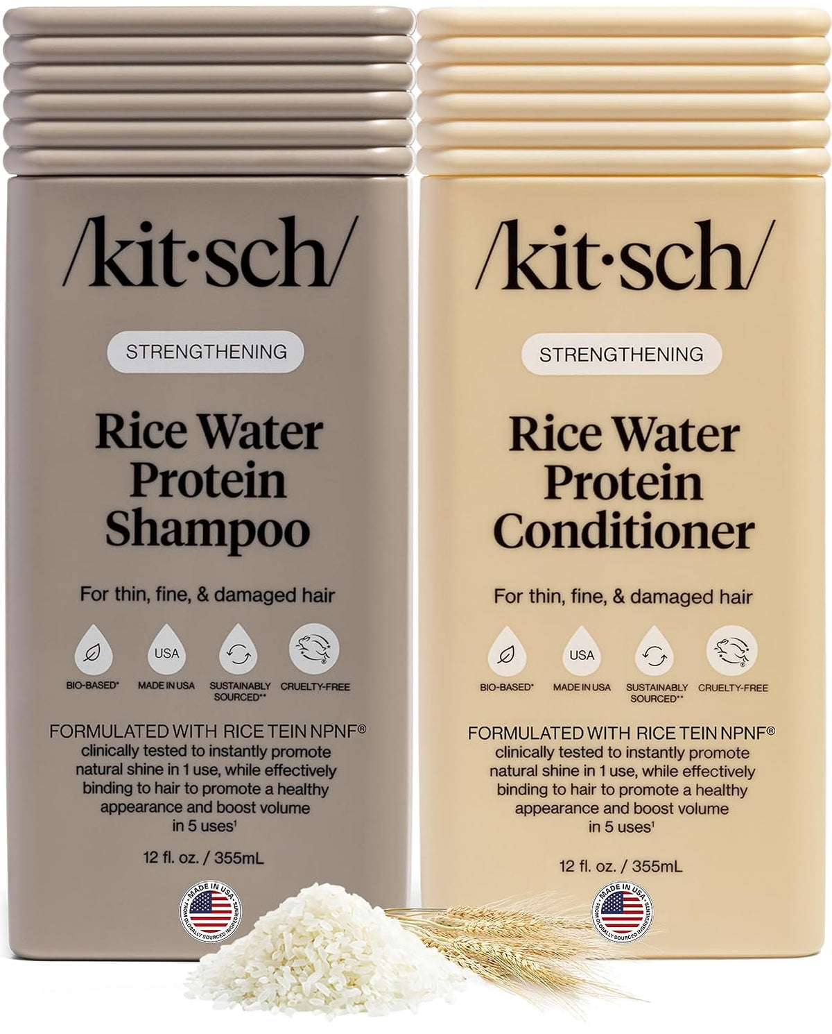 Kitsch Rice Water Shampoo and Conditioner Set for Hair Growth – Made in USA | Adds Volume & Shine, Strengthening Hair Care Combo for Thin, Fine & Damaged Hair – Shampoo and Conditioner for Women and Men