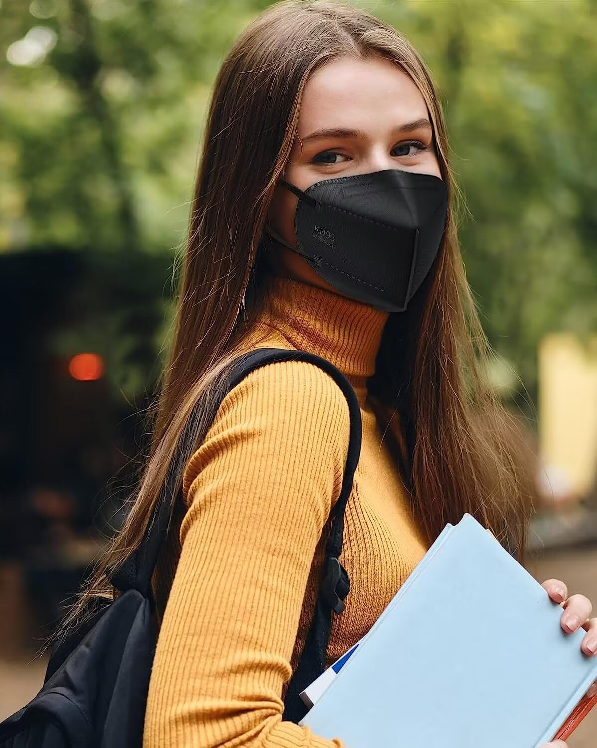 LEMENT 50pcs KN95 Face Mask Black 5 Layer Cup Dust Safety Masks Filter Efficiency‰ä´95% Breathable Elastic Ear Loops Black Masks