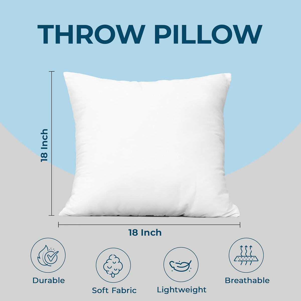 Utopia Bedding Throw Pillows (Set of 4, White) ‰ÛÒ 18 x 18 Inches Down Alternative Pillows for Bed, Sofa, and Couch - Fluffy Decorative Stuffer Pillow for Indoors & Outdoors