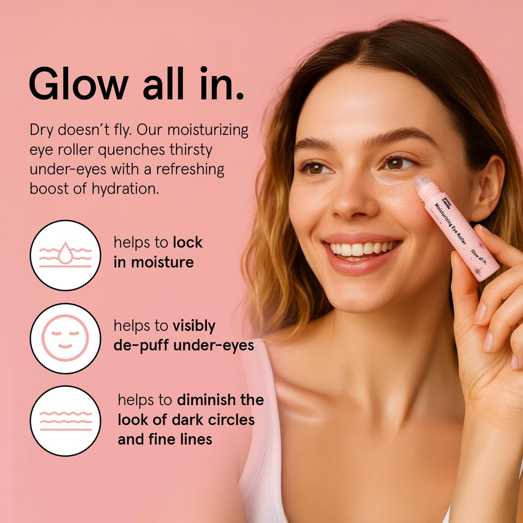 grace & stella Under Eye Brightener with Rose Quartz Rollerball - Centella Asiatica & Caffeine Under Eye Serum for Dark Circles & Puffiness - Travel Essentials, Birthday Gifts for Mom (15ml/0.51floz)