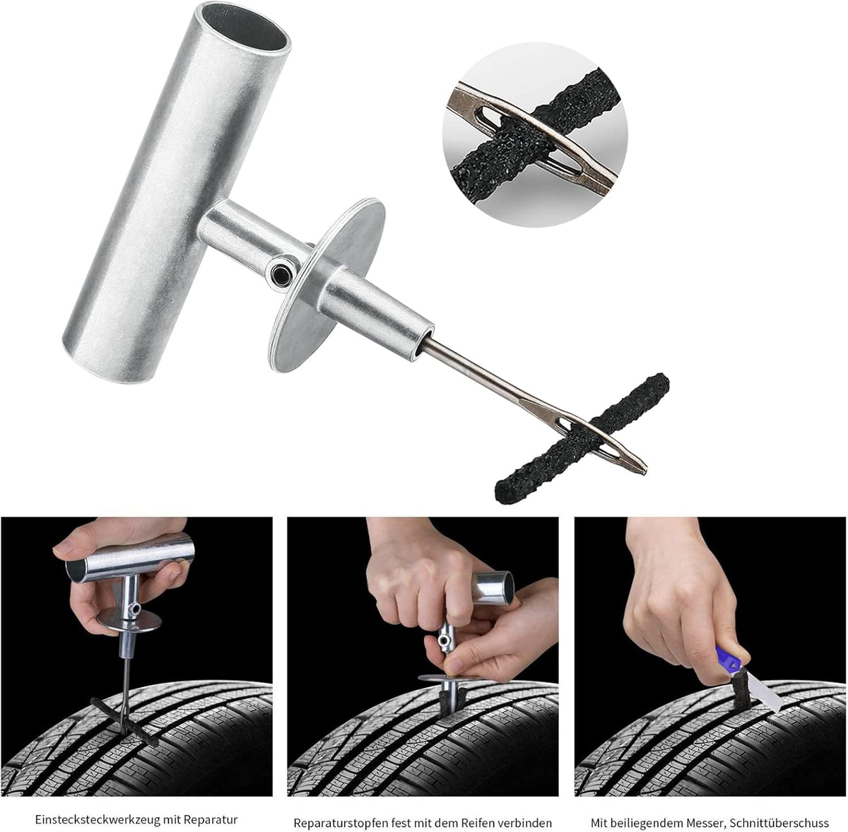 AUTOWN Tire Repair Kit - 68pcs Heavy Duty Tire Plug Kit, Universal Tire Repair Tools to Fix Punctures and Plug Flats Patch Kit for car Motorcycle, Truck, ARB•?ÎATV, Tractor, RV, SUV, Trailer