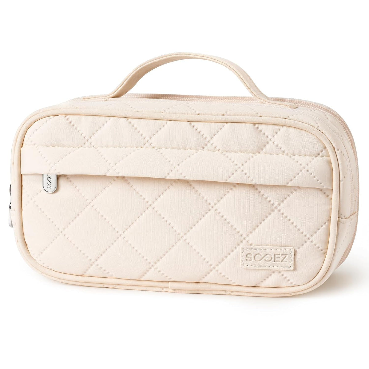Sooez Large Pencil Case, Pencil Pouch with Handle, Pen Bag Marker Organizer | Soft Quilted, 7 Compartments, Wide Opening, Smooth Sturdy Zippers, Aesthetic Design, School Supplies for Teen Girls & Women
