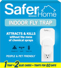 Safer Home Indoor Plug-In Fly Trap - SH502 - Effective Fruit Fly Traps for Indoors, Gnat Traps for House Indoor, 400 Sq Ft Protection - Style: 1 Device + 2 Glue Cards