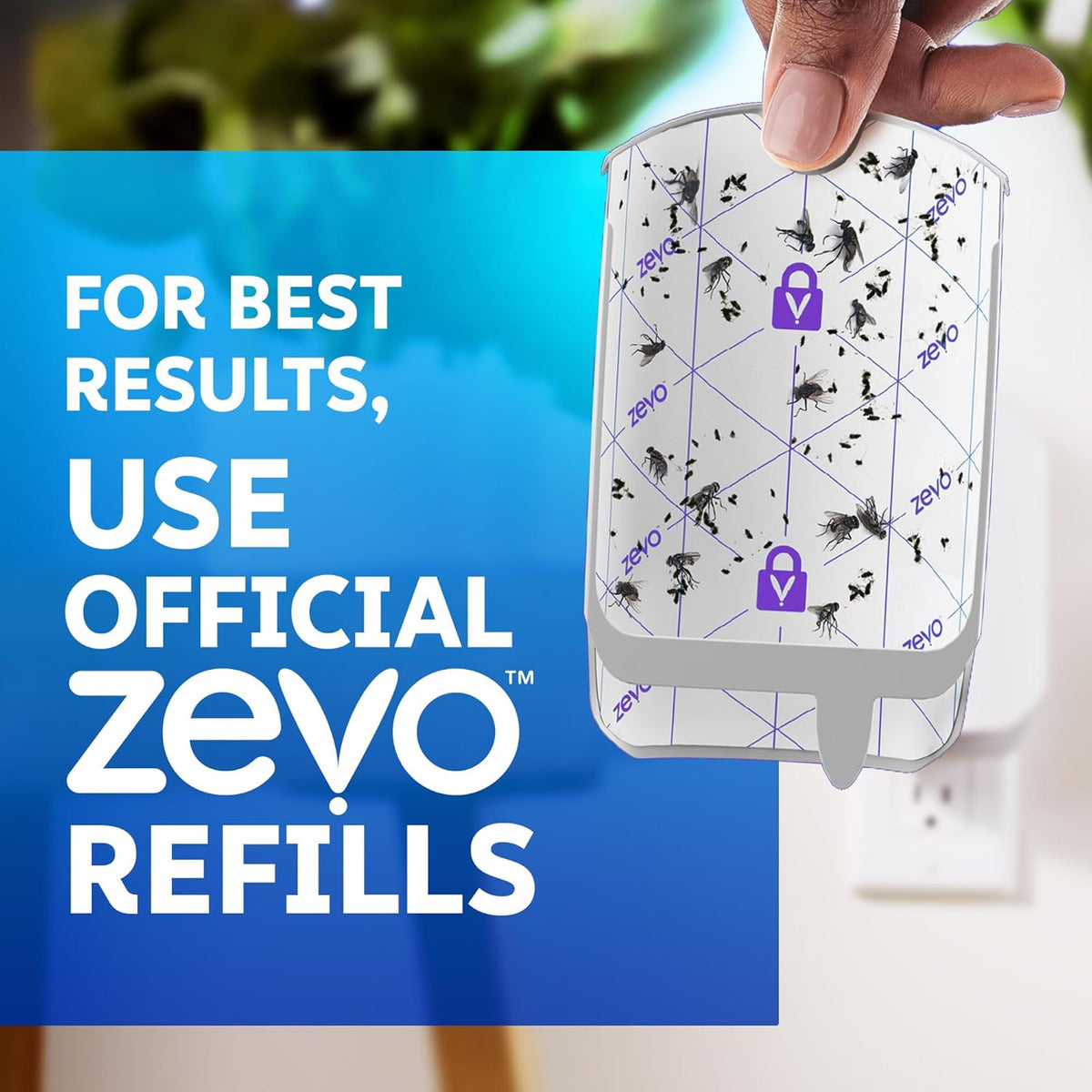 Zevo Flying Insect Trap Official Refill Cartridges - Fits Both Zevo Trap & MAX Indoor Fly Trap - Authentic Trap+Lock Technology to Catch Gnats, House & Fruit Flies (4 Official Refill Cartridges)