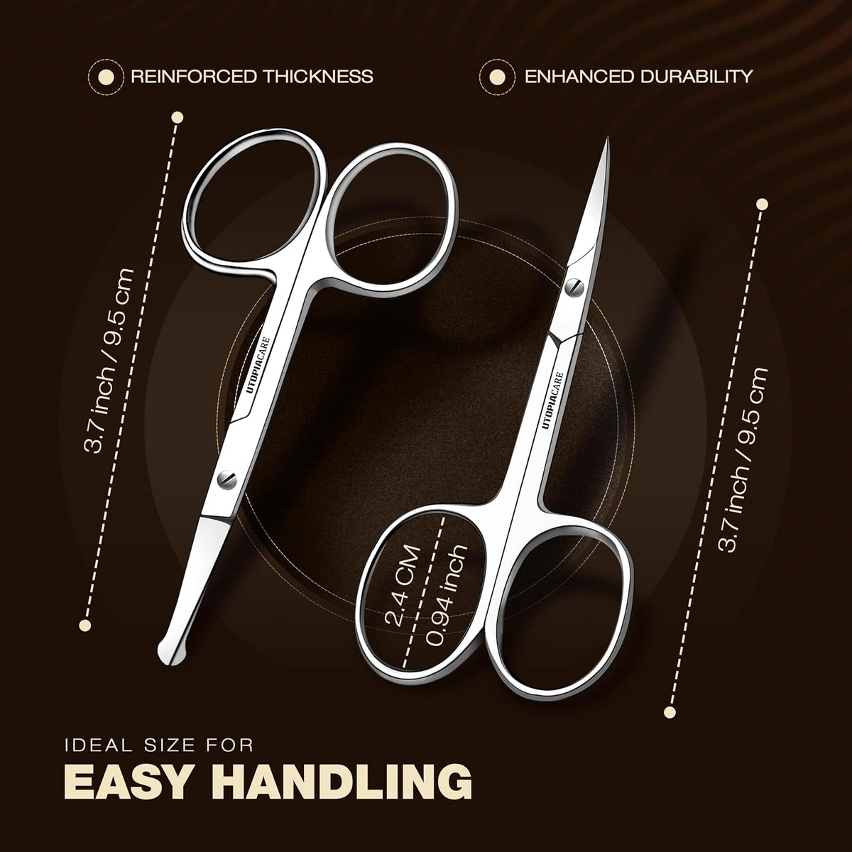 Utopia Care Eyebrow Scissors, Professional Stainless Steel Small Shears for Men and Women, Nose Hair Scissors for Grooming Mustache, Beard, Eyelashes, Ear Hair Trimming, Silver