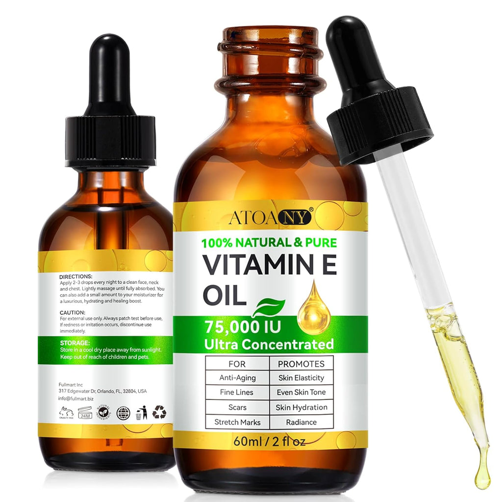 flasture Vitamin E Oil 75,000 IU ‰ÛÒ 100% Pure Natural Vitamin E for Skin, Face, Hair, Scars ‰ÛÒ Deep Moisturizing Body Oil for Dry Skin, Wrinkles ‰ÛÒ Cold-Pressed, Non-GMO,Skincare ‰ÛÒ 2 Fl Oz