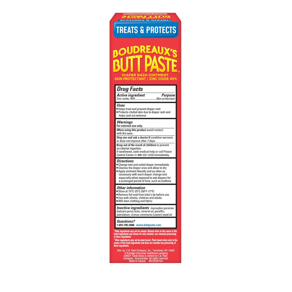 Boudreaux‰۪s Butt Paste Max Strength Diaper Rash Cream for Baby, Ointment With Zinc Oxide, 4 oz Tube