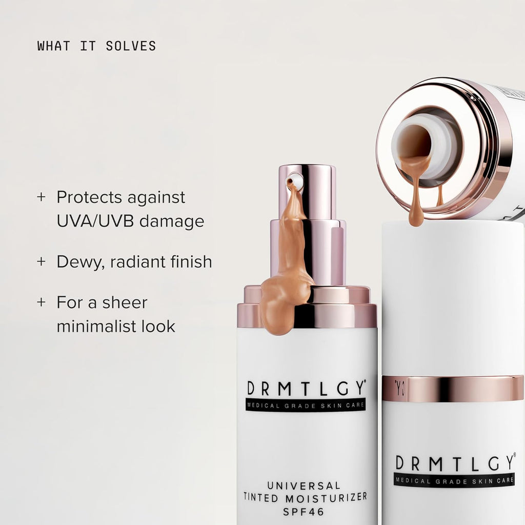 DRMTLGY Universal Tinted Moisturizer SPF 46 ‰ÛÒ Hydrating Dewy Tinted Sunscreen for Face with Zinc Oxide & Octinoxate ‰ÛÒ Niacinamide & Hyaluronic Acid ‰ÛÒ Broad Spectrum Lightweight Daily SPF, 1.7 oz