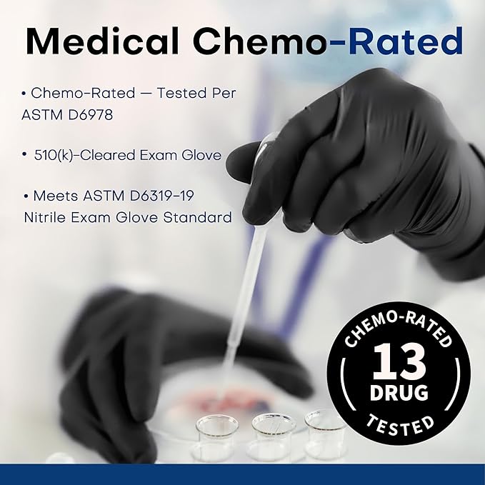 Supmedic Medical Soft Max‰ã¢ Black Nitrile Disposable Gloves, 100 Pcs, Latex-Free & Powder-Free Food Safe Food Prep Exam Gloves