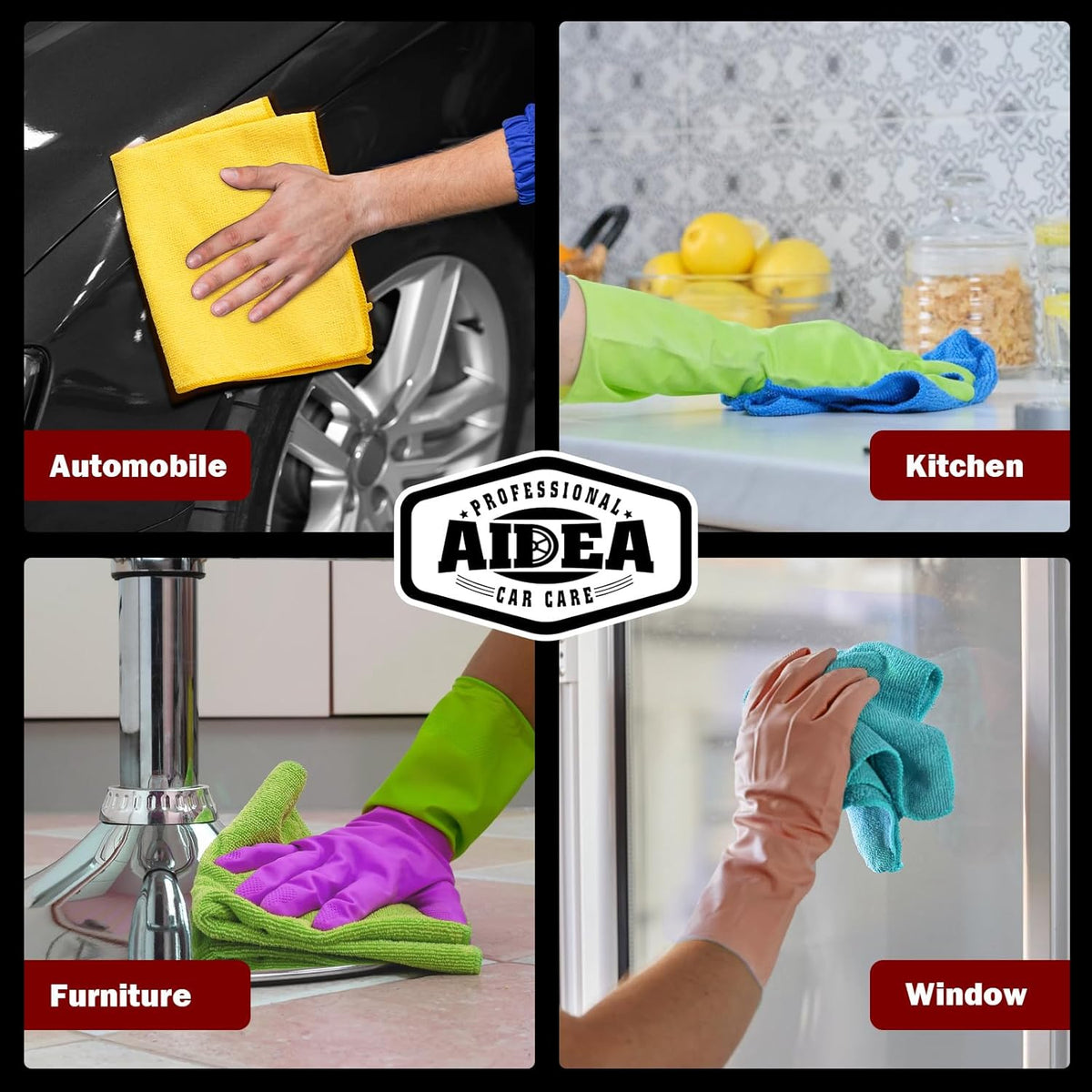 AIDEA Microfiber Cleaning Cloth, 50PK, Microfiber Towels for Cars, Premium Wash Cloths, Dusting Cloth Cleaning Rags, Absorbent Towels for SUVs, House, Kitchen, Window, Cleaning Supplies12ÌÑ12"