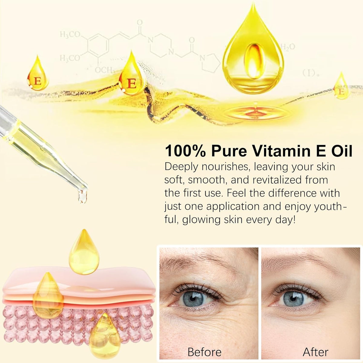 flasture Vitamin E Oil 75,000 IU ‰ÛÒ 100% Pure Natural Vitamin E for Skin, Face, Hair, Scars ‰ÛÒ Deep Moisturizing Body Oil for Dry Skin, Wrinkles ‰ÛÒ Cold-Pressed, Non-GMO,Skincare ‰ÛÒ 2 Fl Oz