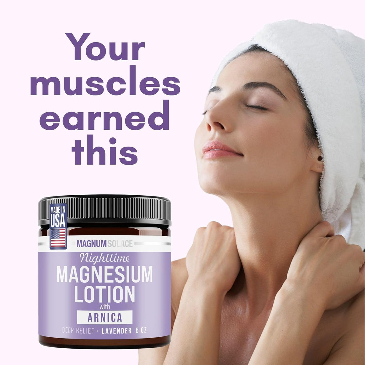 Magnum Solace Nighttime Magnesium Lotion with Arnica ‰ÛÒ Highly Concentrated Magnesium for Muscles & Joints ‰ÛÒ Apply to Legs or Feet Before Bed ‰ÛÒ Skin-Friendly