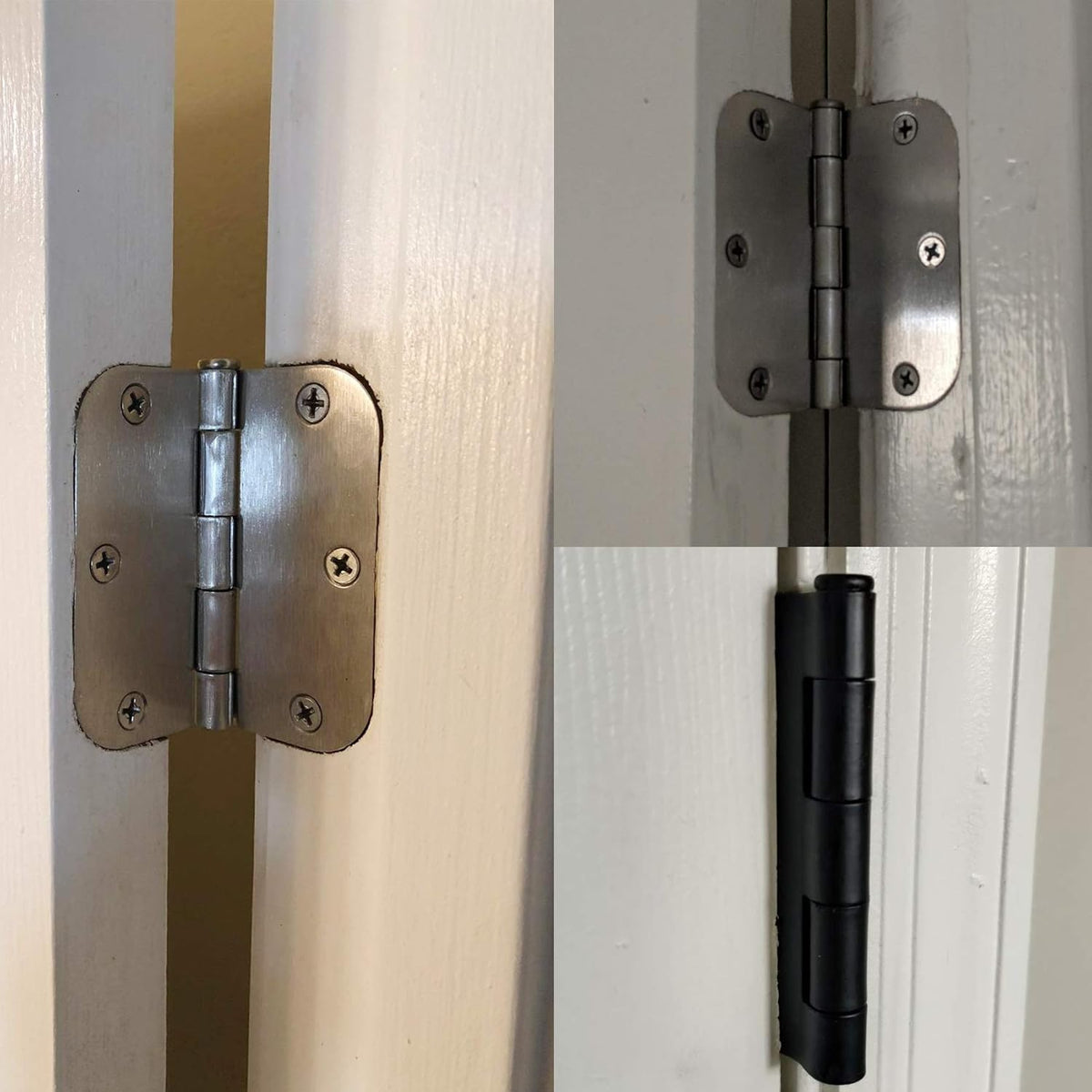 30 Pack Rounded Matte Black Door Hinges 3.5 Inch 5/8" Radius Interior 3 1/2" Flat Iron Bifold Residential Standard Bedroom Indoor for Doors 3 å?"Hardware Control H