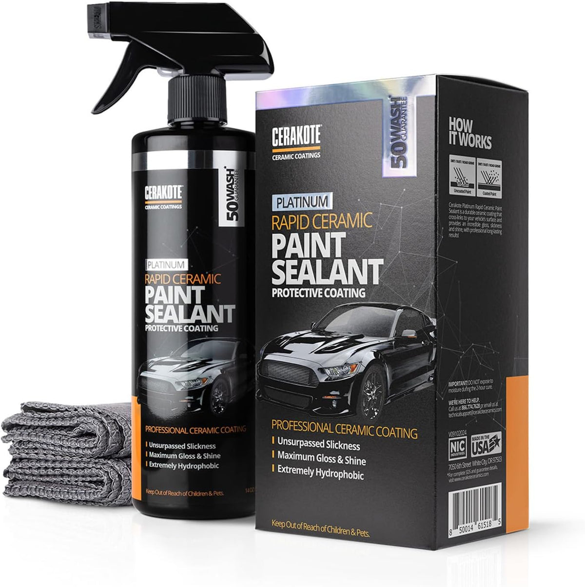 CERAKOTEå¨ Platinum Rapid Ceramic Paint Sealant Spray - 14 oz. - 50 Wash Rating - Maximum Gloss & Shine ‰ÛÒ Extremely Hydrophobic ‰ÛÒ Unmatched Slickness - Ceramic Spray Coating