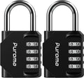 Puroma 2 Pack Combination Lock for Locker 4 Digit Outdoor Waterproof Padlock for School, Gym, Sports, Fence, Toolbox, Gate, Case, Outdoor, Hasp Storage (Black)