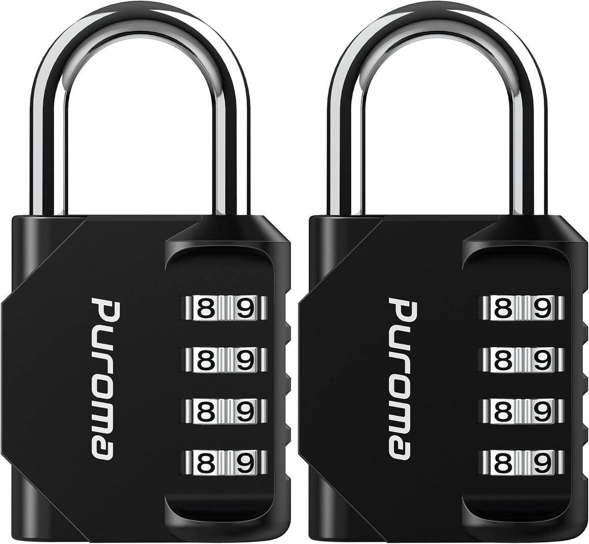 Puroma 2 Pack Combination Lock for Locker 4 Digit Outdoor Waterproof Padlock for School, Gym, Sports, Fence, Toolbox, Gate, Case, Outdoor, Hasp Storage (Black)