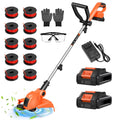 Electric Weed Wacker Cordless Battery Powered String Trimmer Weed Whacker | 21V Grass Trimmer with 2× 2.0Ah Batteries Weedwacker 12" - Low Noise Ergonomic User Friendly Lawn Tool for Small Yard