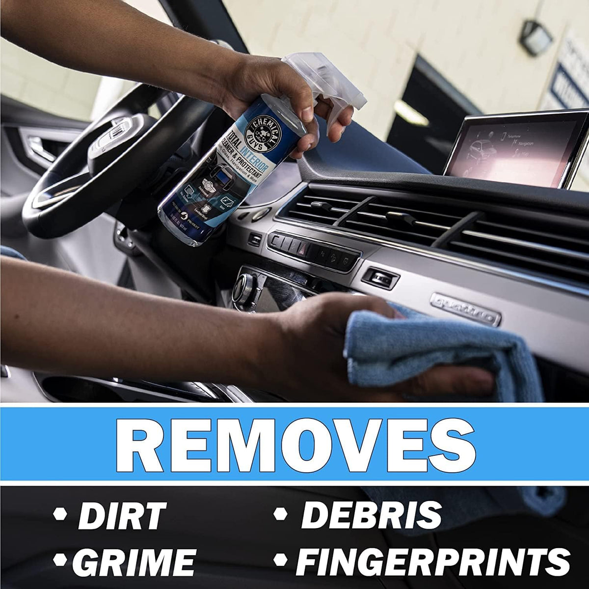 Chemical Guys Total Interior Cleaner & Protectant Interior Cleaner, Cleans & Protects Leather, Vinyl, Plastic, Rubber, Glass with a Streak-Free Finish ‰ÛÓ Cars, Trucks, SUVs, RVs, 16 oz