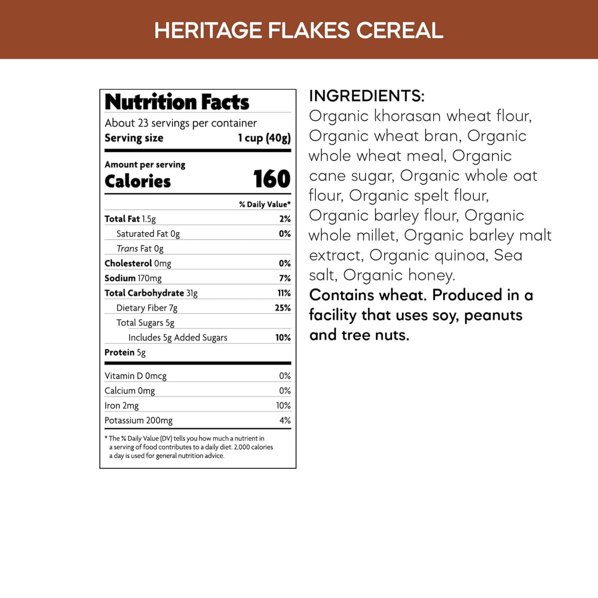 Nature's Path Organic Heritage Flakeså¨ Cereal, 33.5 oz (Pack of 1), Ancient Grains, 23g Whole Grains, Non-GMO