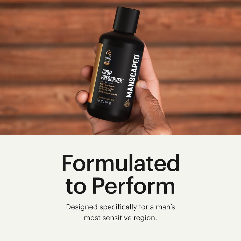 MANSCAPEDå¨ The Crop Preserverå¨, Men's Ball Deodorant, Male Care Hygiene Moisturizer, Anti-Chafing Groin Protection with Cooling Aloe Vera, Refinedå¨ Scent, 4oz