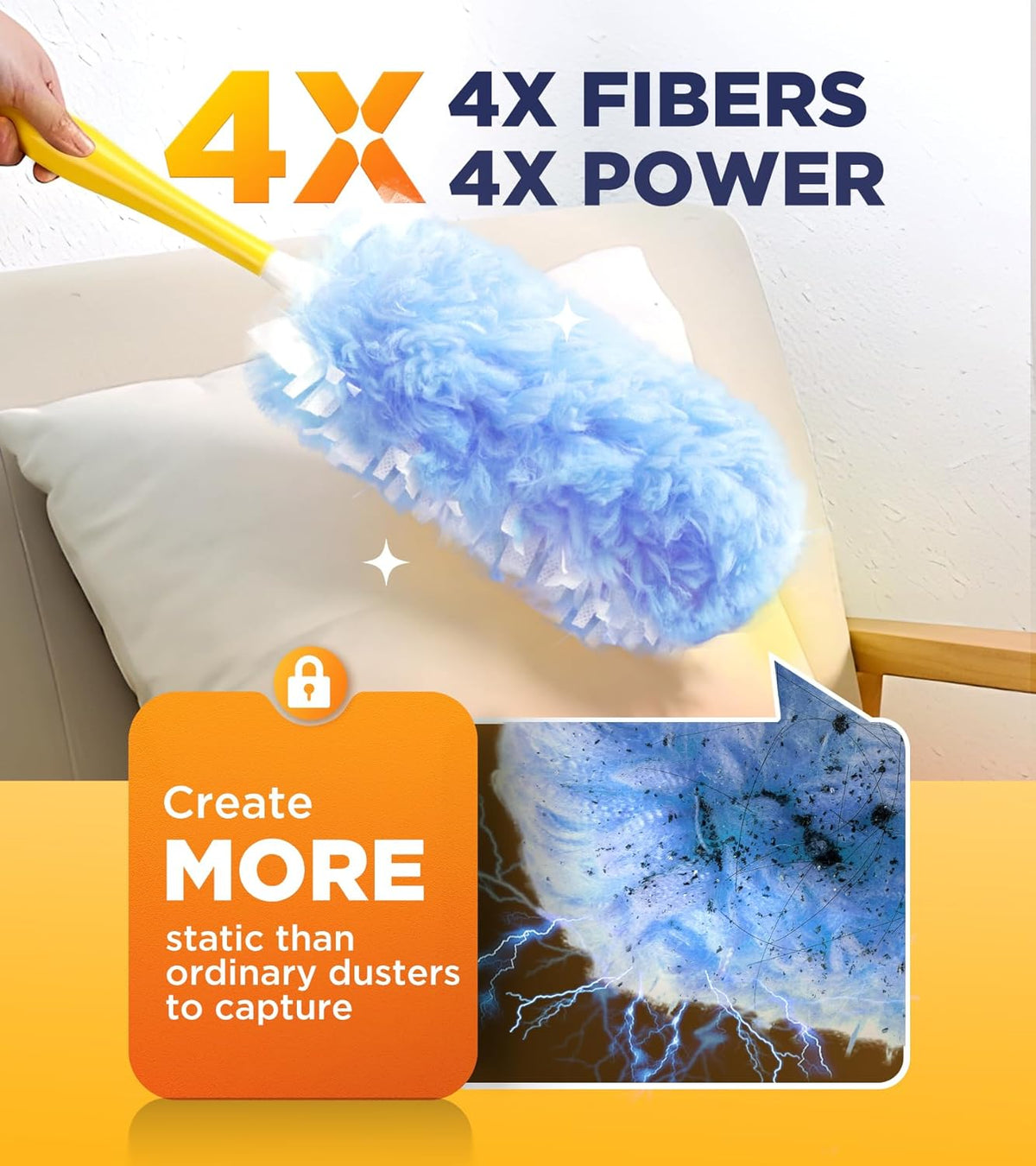 Heavy Duty Duster Refills for Swiffer Duster, 20 Count Duster Refills with 1 Handle, Multisurface 360å¡ Dusters with 4X Microfibers, Unscented Disposable Dusters for Cleaning
