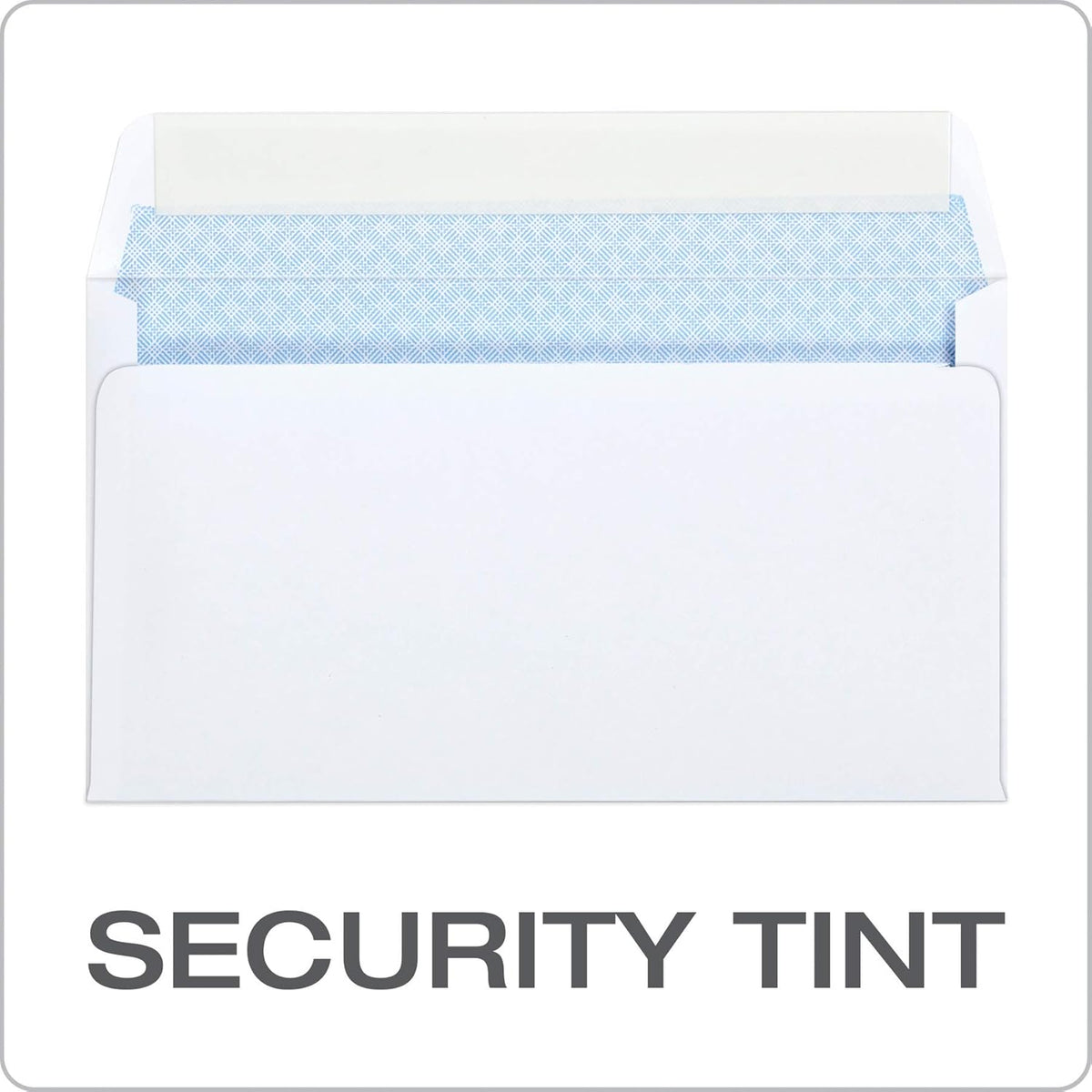 Quality Park #6 3/4 Self-Seal Security Envelopes, Security Tint and Pattern, Redi-Strip Closure, 24-lb White Wove, 3-5/8 x 6-1/2, 100/Box (QUA10417)