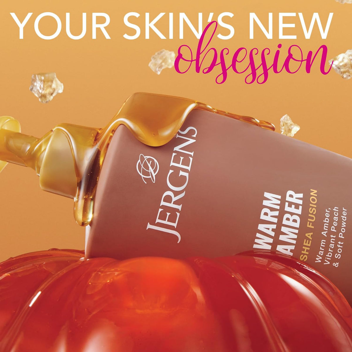 Jergens Shea Fusion Warm Amber Scented Lotion, Moisturizing Body Lotion with Shea Butter and Vitamin E, 14 fl oz