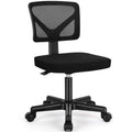 Sweetcrispy Small Armless Desk Chair, Mesh Rolling Office Chairs | Adjustable Ergonomic Lumbar Support, Low-Back, Swivel Wheels, Home Work, Bedroom, Study, Student, Adults, New Black