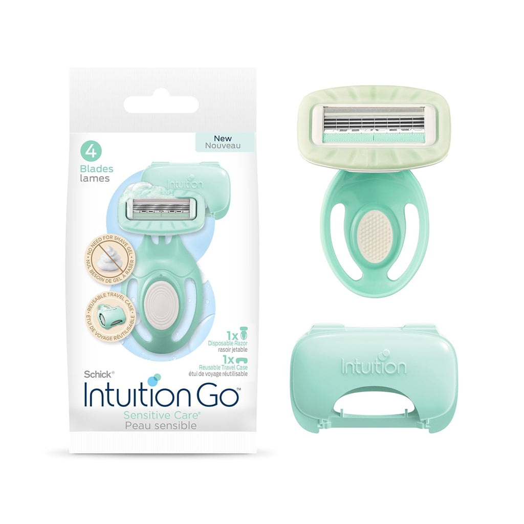 Schick Intuition Go Disposable Razor for Sensitive Skin, 1ct, Razors Sensitive Skin, Women‰۪s Disposable Razors with Organic Aloe, Travel Razor | Stocking Stuffer