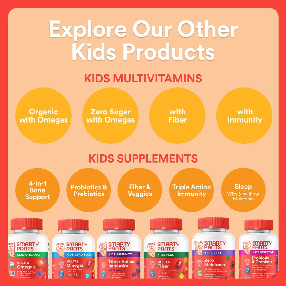 SmartyPants Kids Multivitamin Gummies with Omega 3 DHA/EPA, Vitamins D3, C, B12, B6, A, K, and Zinc, Gluten Free, Clean Label, Three Fruit Flavors, 60 Gummies (30 Day Supply)