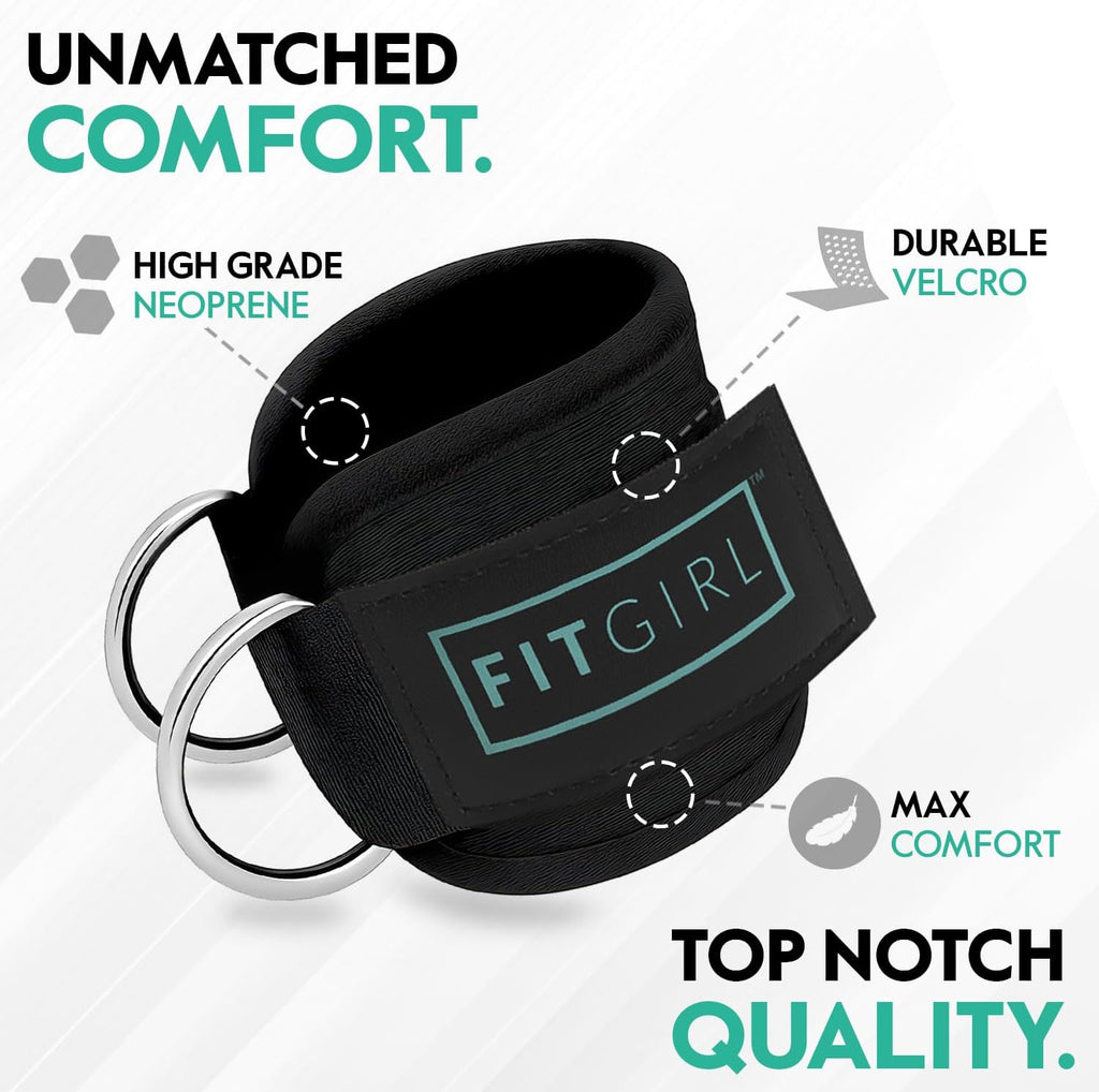FITGIRL Ankle Strap for Cable Machine ‰ÛÒ Premium Padding and Comfort for Cable Exercise Machines, Cable Exercise Attachment for Home & Gym, Glute Workouts - Kickbacks, Leg Extensions, Hip Abductors