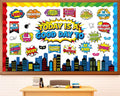 Hero Themed Mental Health Bulletin Board Set Motivational Classroom Decor Today is Good Day Inspirational Affirmation Super Themed Cutouts for Back to School Party Classroom Chalkboard Wall Door Decor