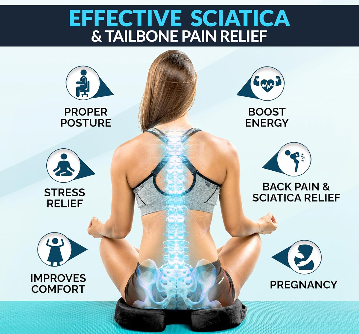 ComfiLife Premium Gel & Memory Foam Seat Cushion ‰ÛÒ Doctor Recommended Office Chair Cushion, Car Seat Cushion ‰ÛÒ Chair Cushions for Back & Sciatica Pain Relief ‰ÛÒ Seat Cushions for Office & Desk (Black)