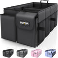 HOTOR Trunk Organizer - Car Organizer, Foldable Trunk organizer for SUVs & Sedans, Sturdy Car Organization for Car Accessories, Tools, Sundries, Black, 2 Compartments, 21.3"ÌÑ12.6"ÌÑ10.6"