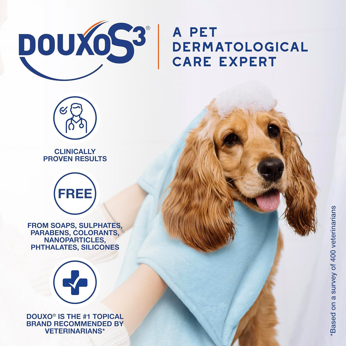 Douxo S3 Pyo Pads, Contains 3% Chlorhexidine & 0.5% Ophytrium, Antiseptic & Hydrating, For Bacterial or Yeast Skin Infections, For Dogs and Cats, 30 Pads