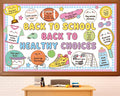 Back to School Health Bulletin Board Set Sports Good Habits Classroom Decoration Motivational Back to Health Choices Paper Cutouts for First Day of School Nurse Office Home Chalkboard Wall Door Decor