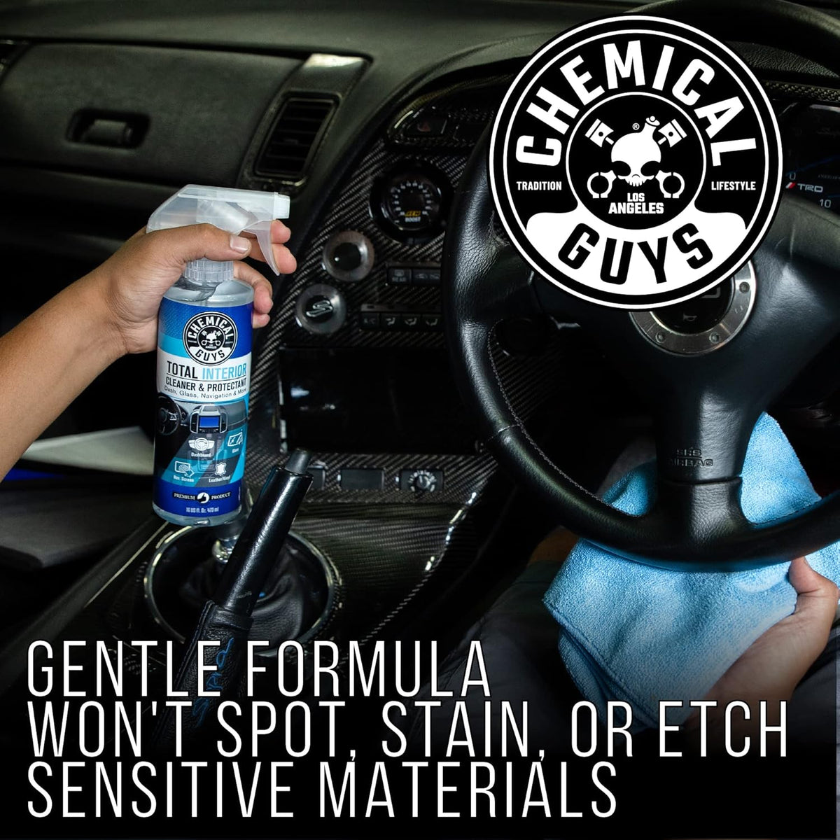 Chemical Guys Total Interior Cleaner & Protectant Interior Cleaner, Cleans & Protects Leather, Vinyl, Plastic, Rubber, Glass with a Streak-Free Finish ‰ÛÓ Cars, Trucks, SUVs, RVs, 16 oz