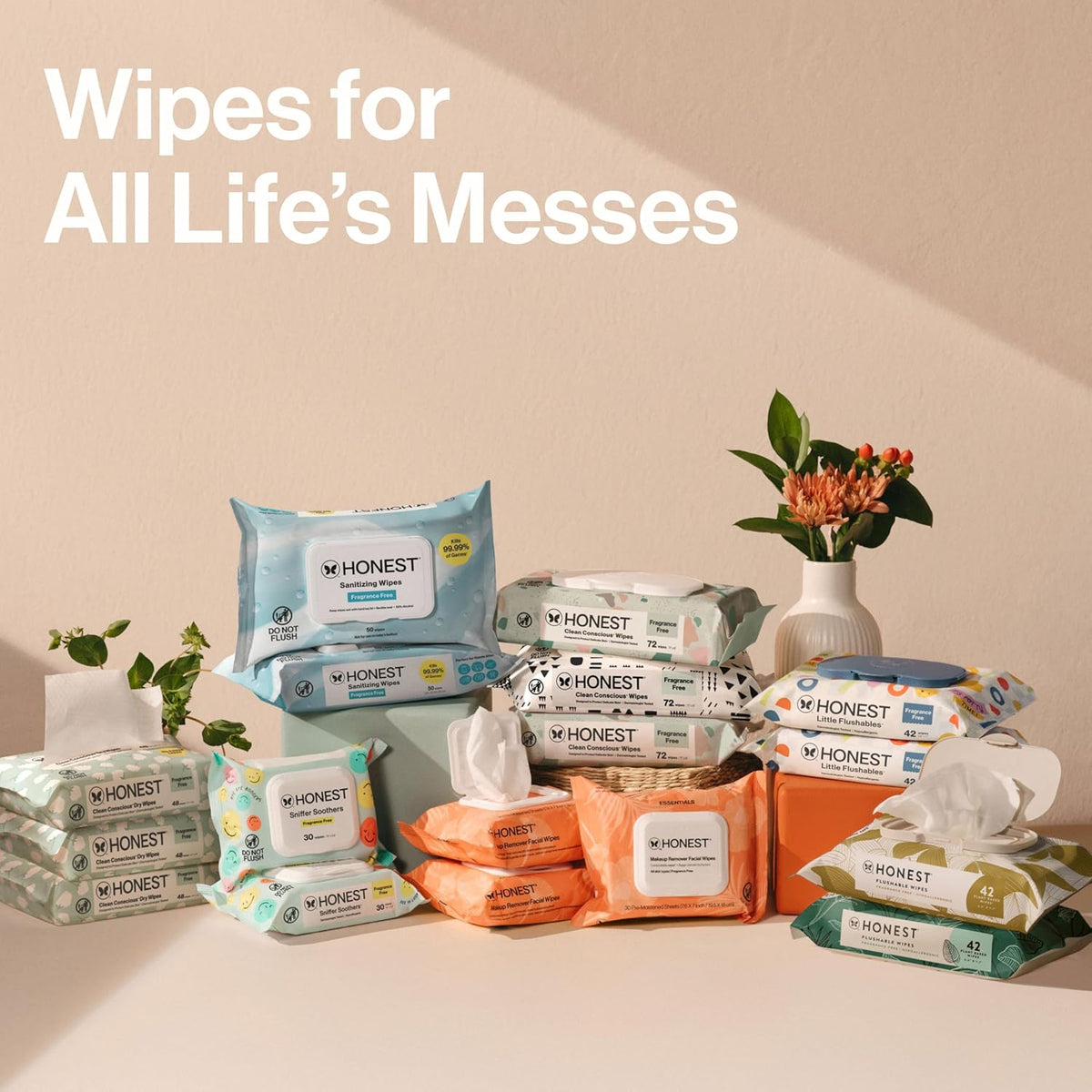 The Honest Company Baby Wipes for Sensitive Skin, Hypoallergenic, Fragrance-Free, Multi-Use, Pattern Play Design, 720 Count (8 Packs of 90)
