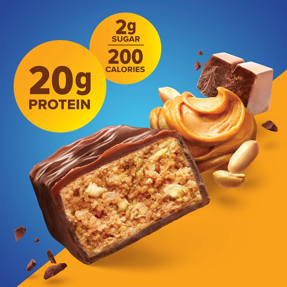 Pure Protein Chocolate Peanut Butter Protein Bars ‰ÛÒ 20g Protein, 3g Sugar, 190 Calories (12 count) Low Sugar* High Protein Snack - Gluten Free - Perfect for a Healthy Snack