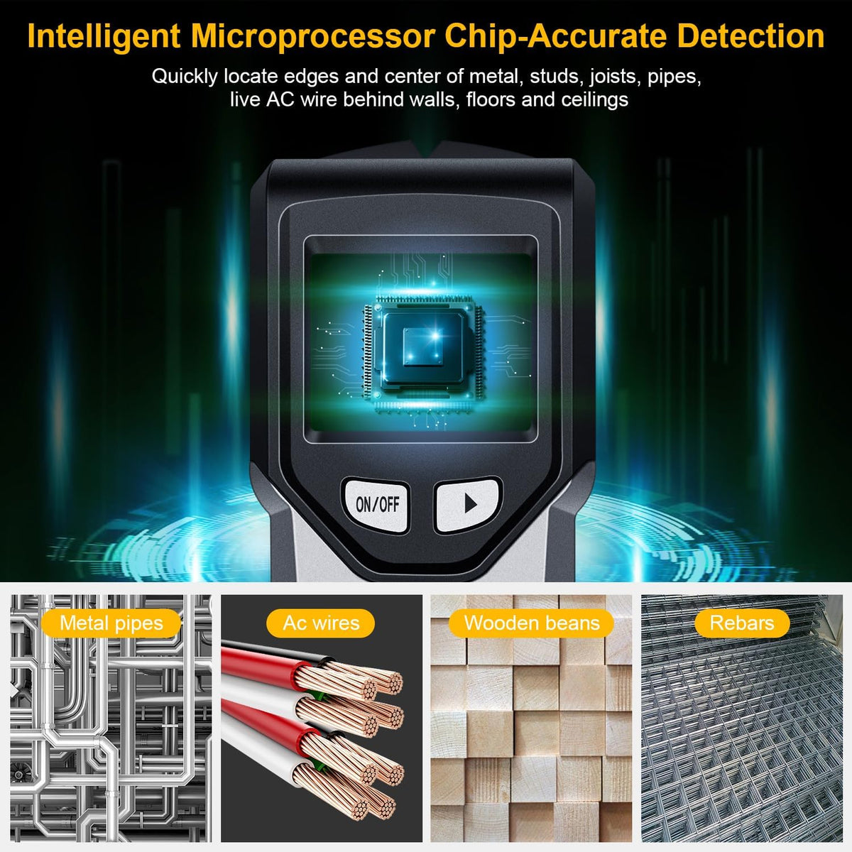 Stud Finder Wall Scanner - 5 in 1 Stud Finder Tool w/Smart Chip and HD LCD Display, Stud Detector Beam Finders for the Center and Edge of Wood AC Wire Metal Studs Joist Pipe (‰Û?Silver Plate)
