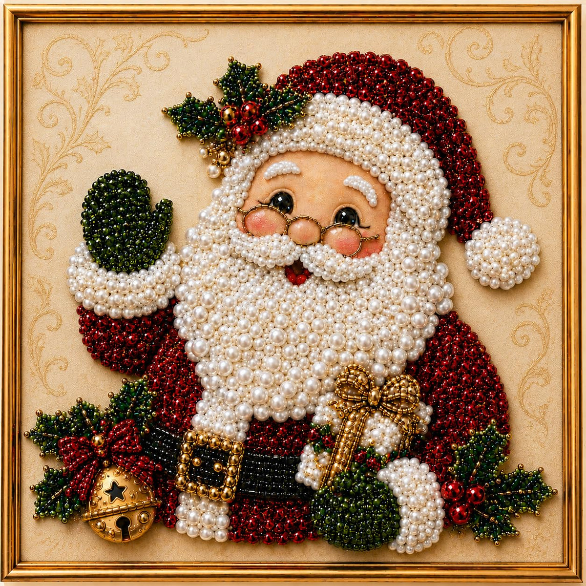 LJSCQF DIY Christmas Pearl Diamond Painting Art Kit with Frame, Home Wall Decor Art Craft Kit, Holiday Christmas Wall Decor, Handmade Home Decoration Gift (Santa Claus, 7.8x7.8in)