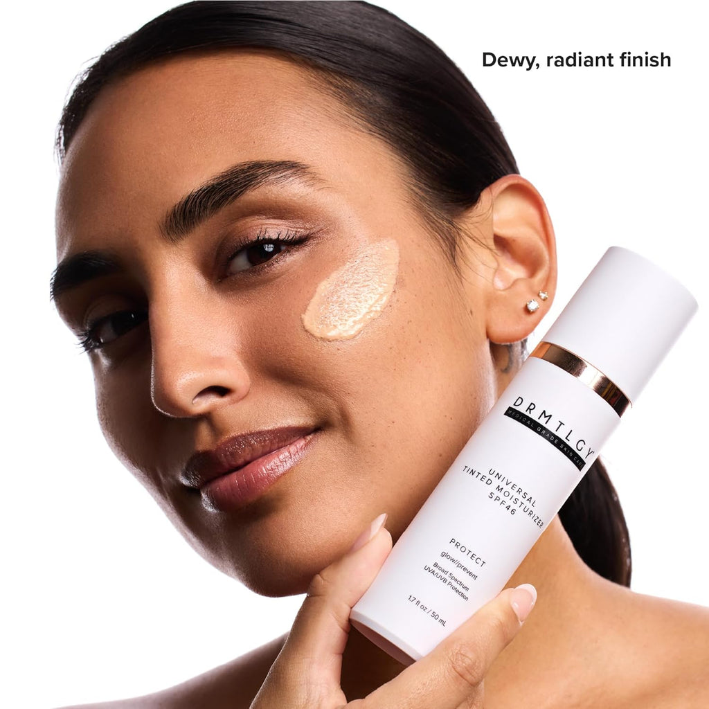 DRMTLGY Universal Tinted Moisturizer SPF 46 ‰ÛÒ Hydrating Dewy Tinted Sunscreen for Face with Zinc Oxide & Octinoxate ‰ÛÒ Niacinamide & Hyaluronic Acid ‰ÛÒ Broad Spectrum Lightweight Daily SPF, 1.7 oz