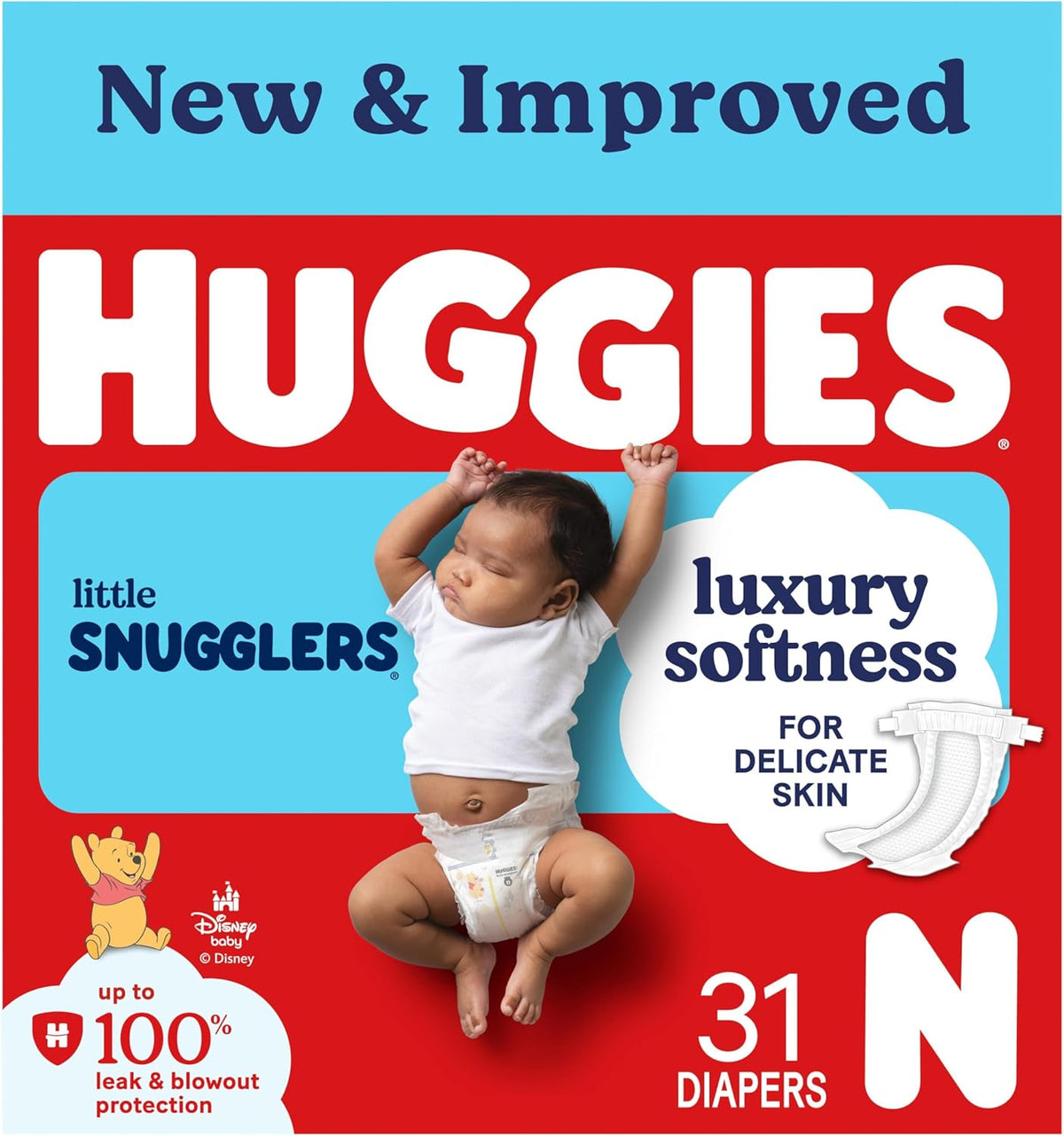 Huggies Size Newborn Diapers, Little Snugglers Baby Diapers, Size Newborn (up to 10 lbs), 31 Count, Packaging May Vary