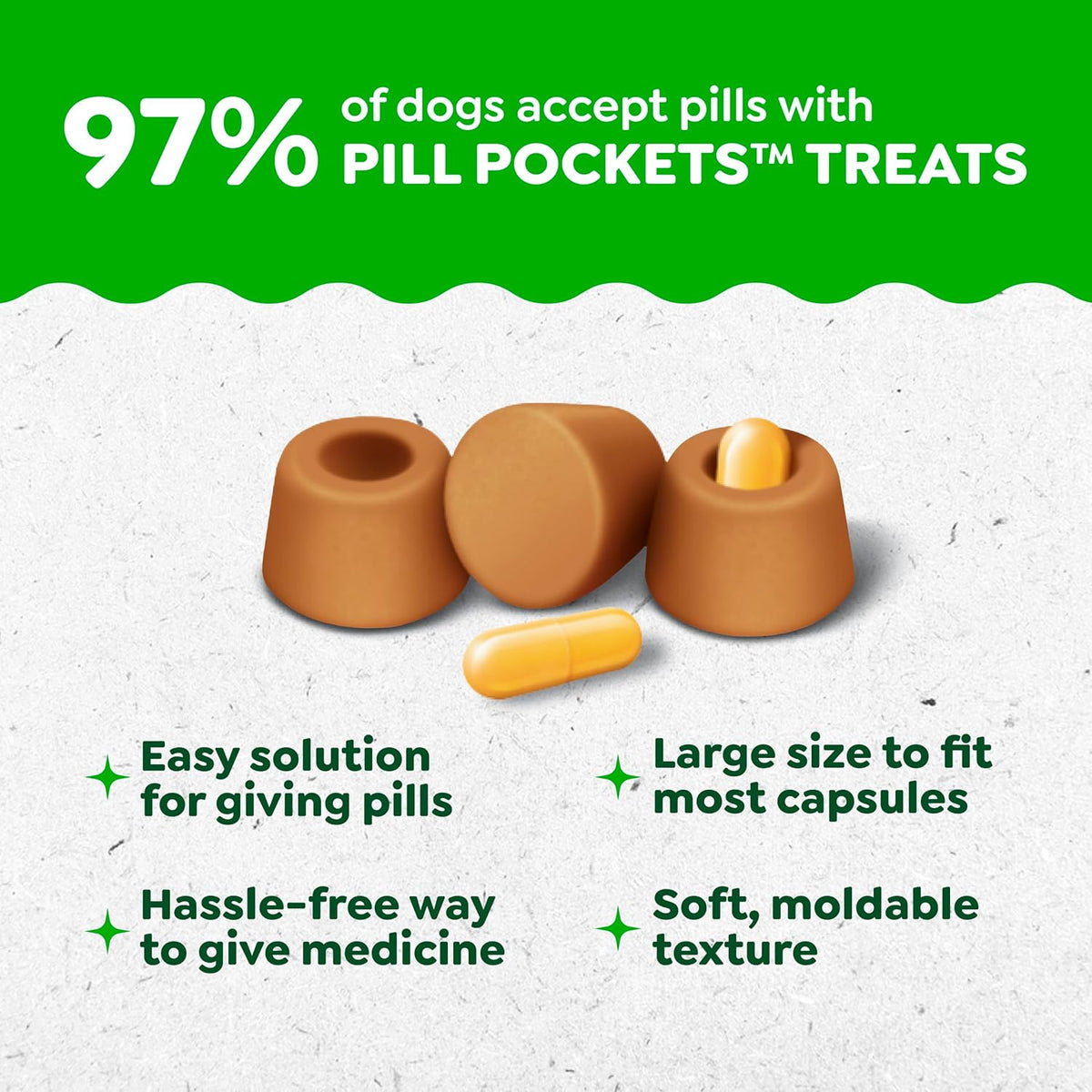 Greenies Pill Pockets for Dogs Large Size, Dog Treat Pouch for Capsule Medication, Peanut Butter Flavor, 15.8 oz. Pouch