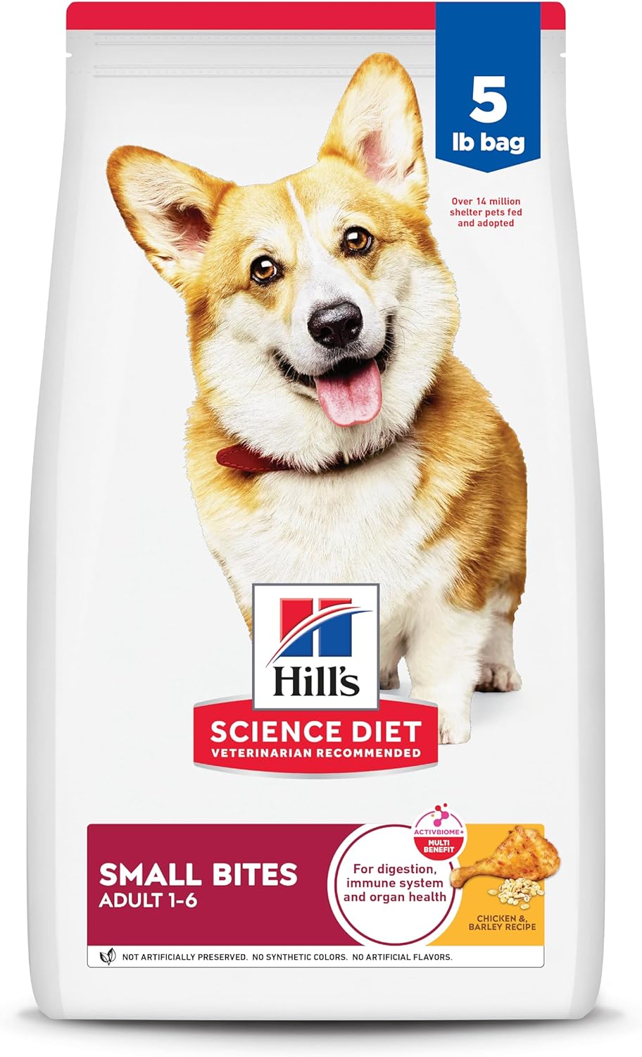 Hill's Science Diet Adult 1-6 Small Bites Dry Dog Food, Chicken & Barley, 5 lb. Bag