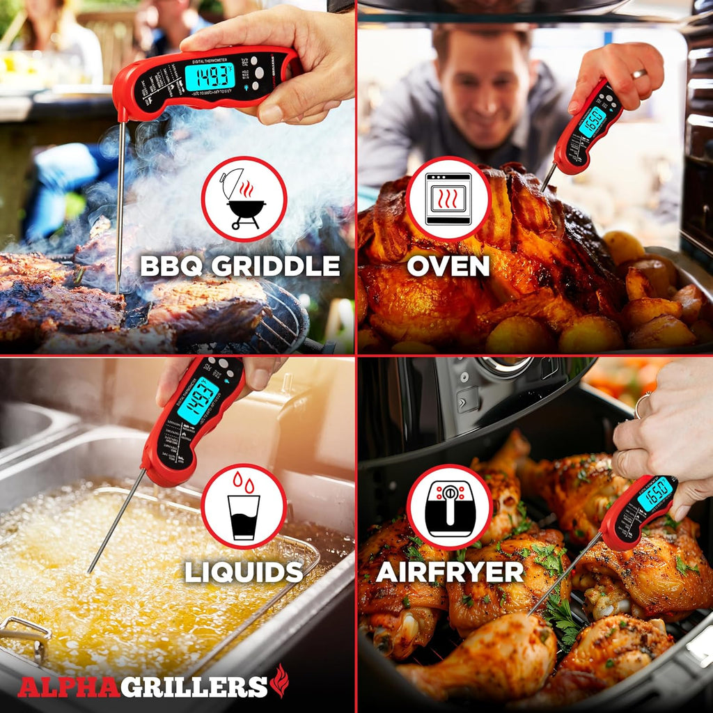 Alpha Grillers Meat Thermometer Digital ‰ÛÒ Instant Read Food Thermometer for Cooking & Grilling ‰ÛÒ Professional Kitchen Gifts for Men, Dad & Mom