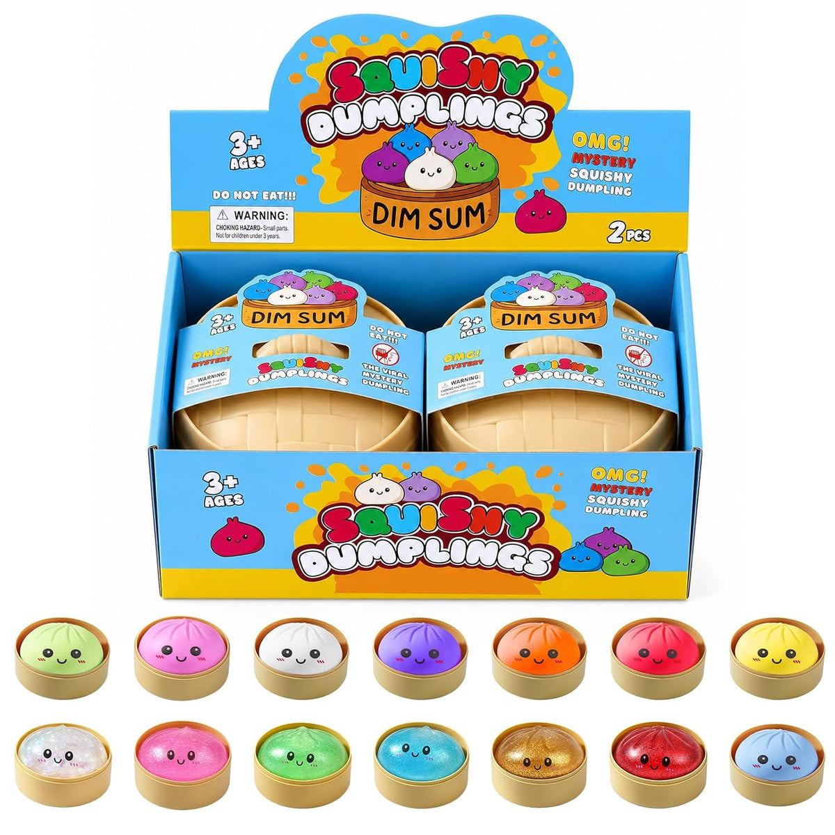 2PCS Squishy Mystery Box, Stress Relief for Desk Decor, Squeeze Toys | Random 2 of 14 Colors, Cute Squishy Toys, Sensory Fidget Toys for Anxiety Relief, Party Favors, Birthday Gifts & Desk Toys