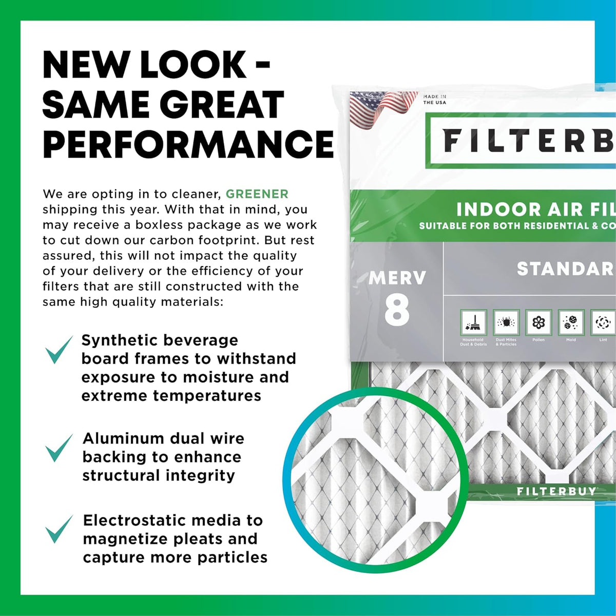 Filterbuy 16x25x1 Air Filter MERV 8 Essential Dust & Allergy Defense (4-Pack), Electrostatic Pleated HVAC AC Furnace Filters Replacement (Actual Size: 15.50 x 24.50 x 0.75)
